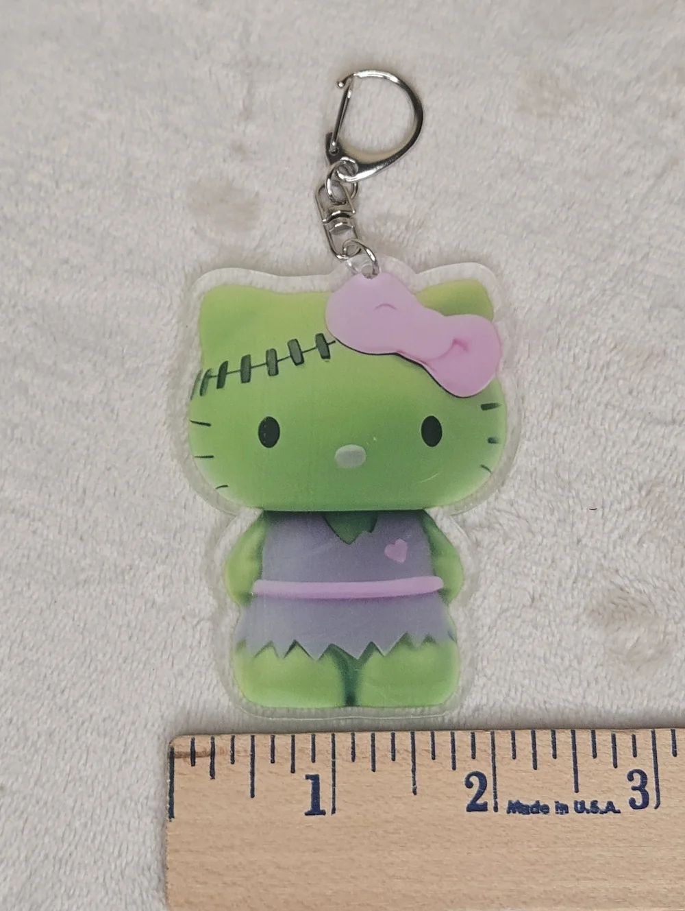 Hello Kitty Plastic Halloween Frankenstein Keychain